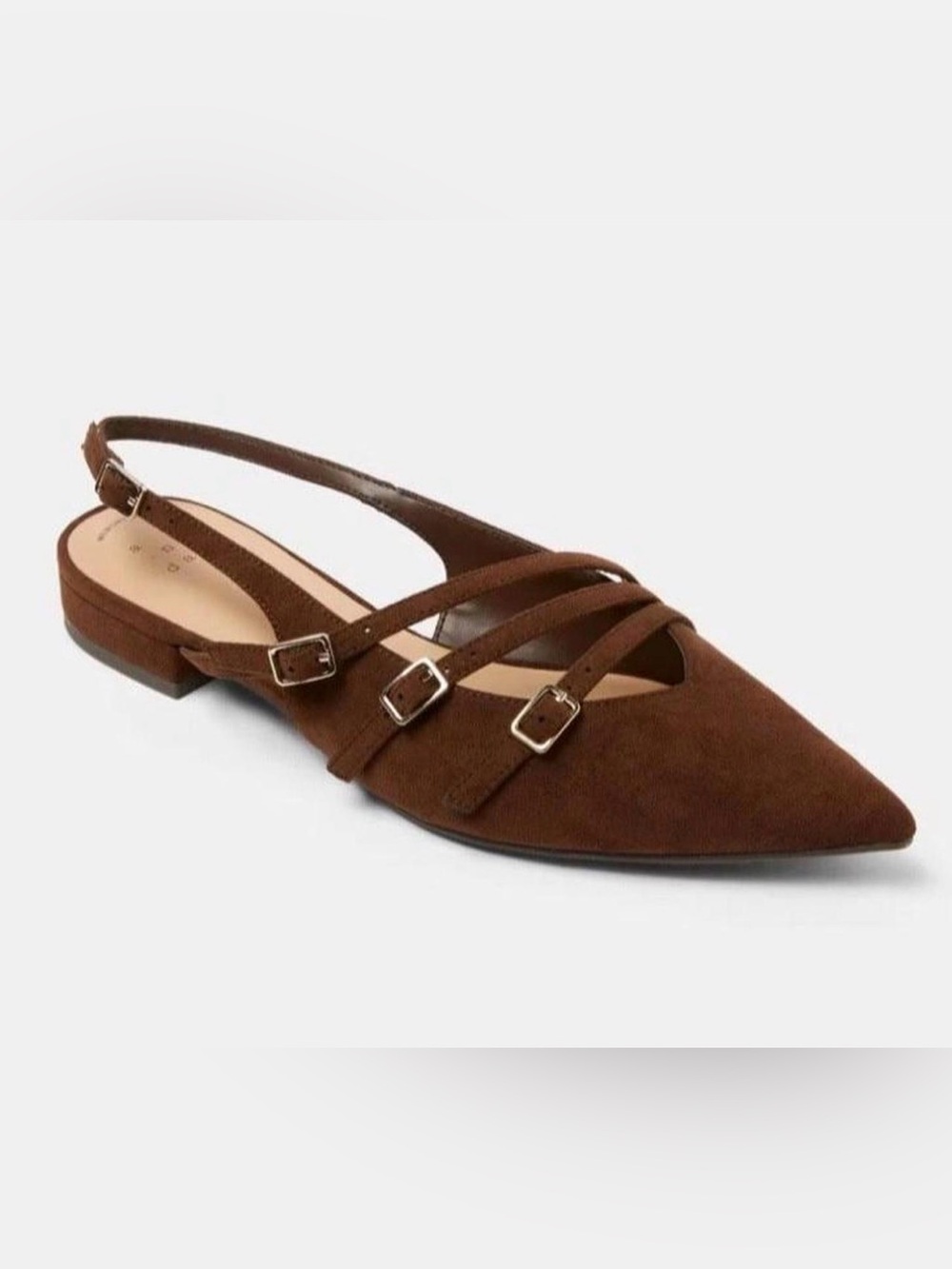 a new day Brown Pointed Toe Strappy Mules